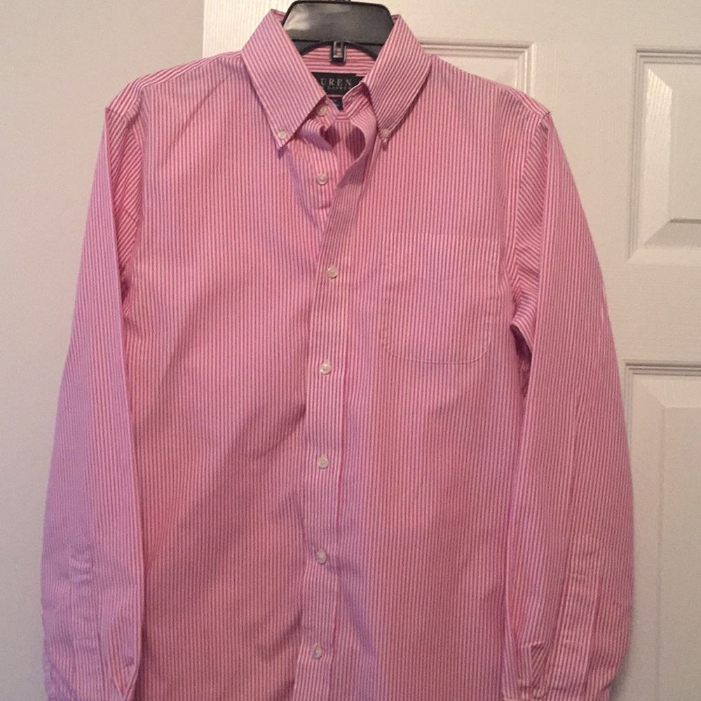 Ralph Lauren Pink/ White Slim Fit Buttoned Shirt